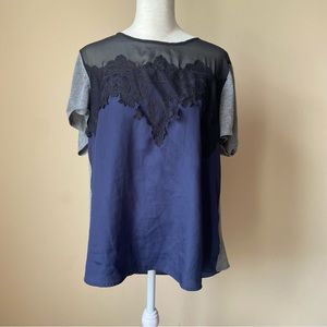Apt. 9 Blue and Gray Mixed-Media Top